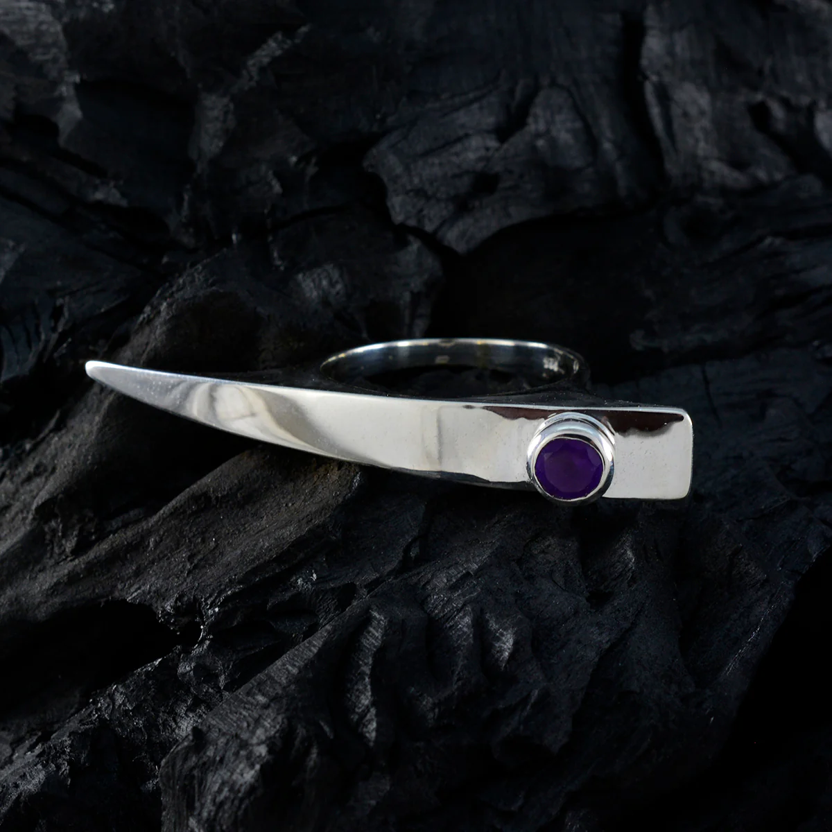 Amethyst Solitaire Indian 925 Sterling Silver Purple Gems Versatile Fairytale Ring Jewelry - Image 5