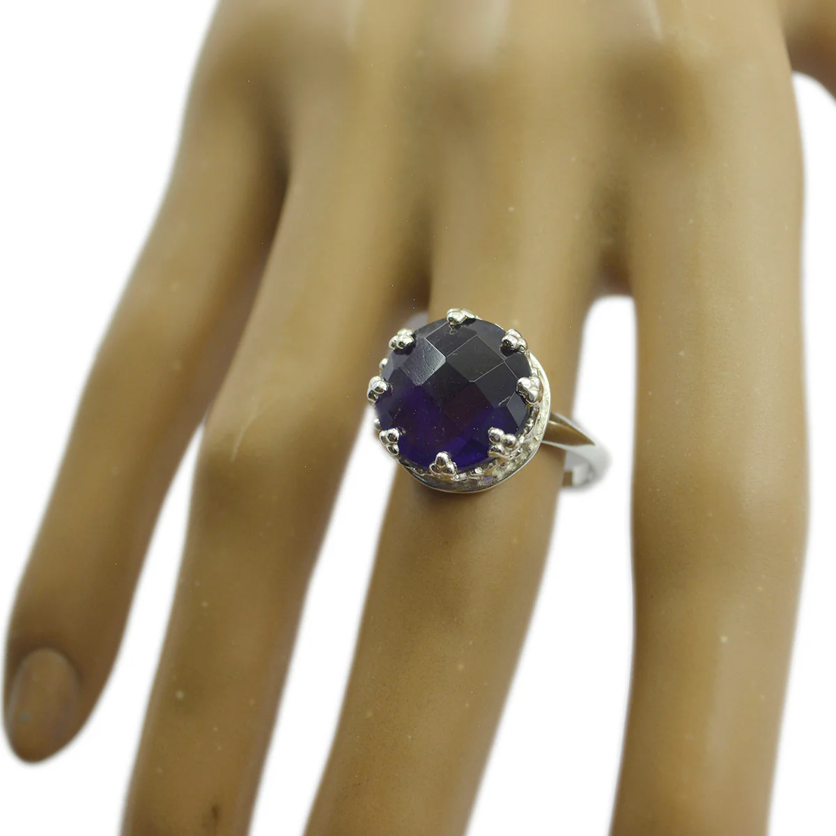 Amethyst Solitaire Indian 925 Sterling Silver Purple Gemstone Minimal Art Deco Ring Jewelry - Image 2