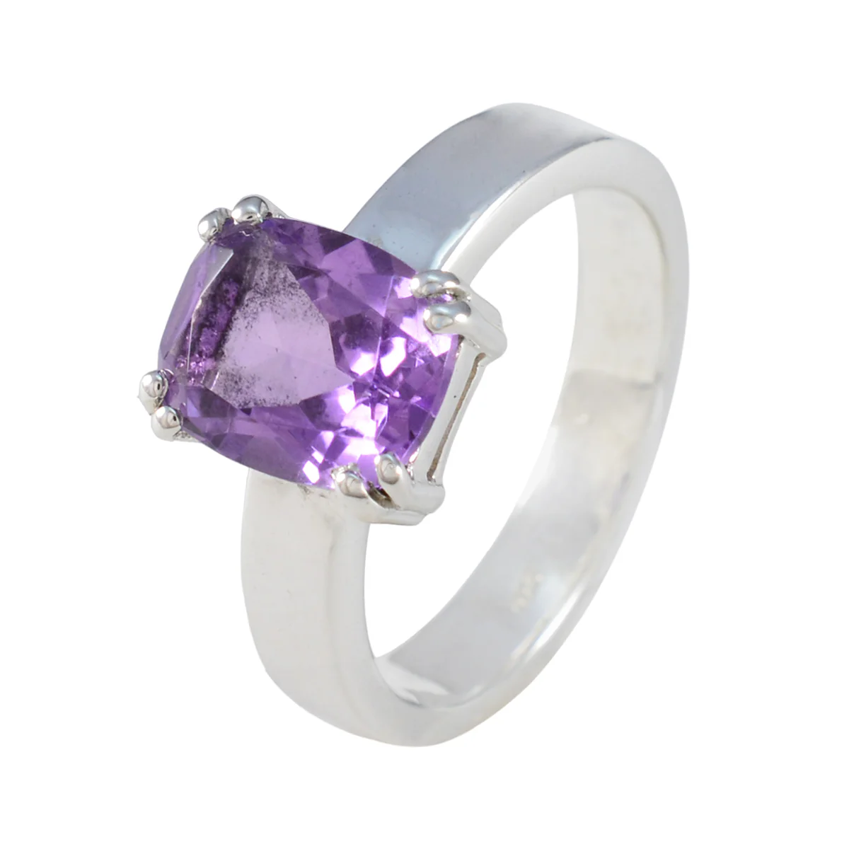 Amethyst Solitaire Indian 925 Sterling Silver Purple Gemstones Classic Abstract Ring Jewellery - Image 2