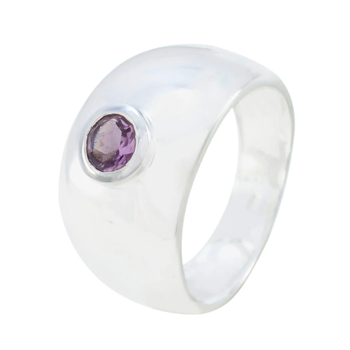 Amethyst Solitaire Indian Sterling Silver Purple Gemstone Eye-catching Glamorous Ring Jewelry - Image 2