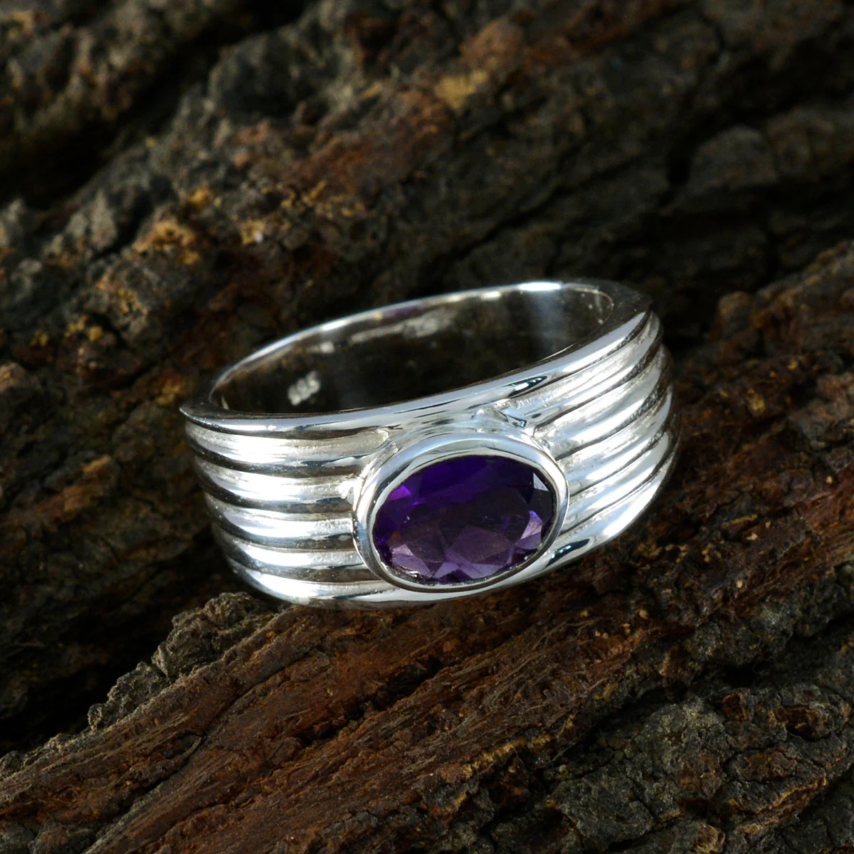 Amethyst Solitaire Indian Sterling Silver Purple Gemstones Eye-catching valentine Ring Jewelry - Image 3