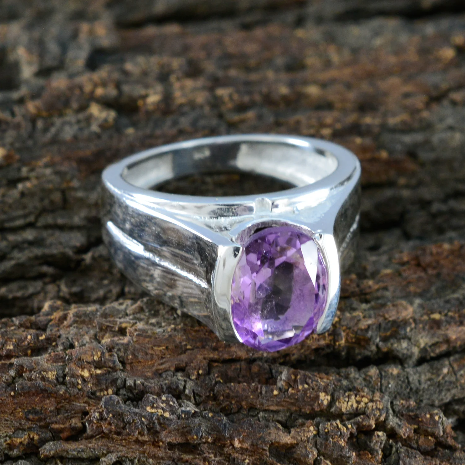 Amethyst Solitaire Indian Sterling Silver Purple Gemstones Versatile Cultural Ring Jewelry - Image 3