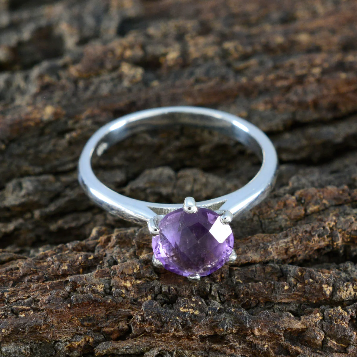 Amethyst Solitaire Japanese 92.5 Silver Purple Gems Dainty Modern Ring Jewelry - Image 3
