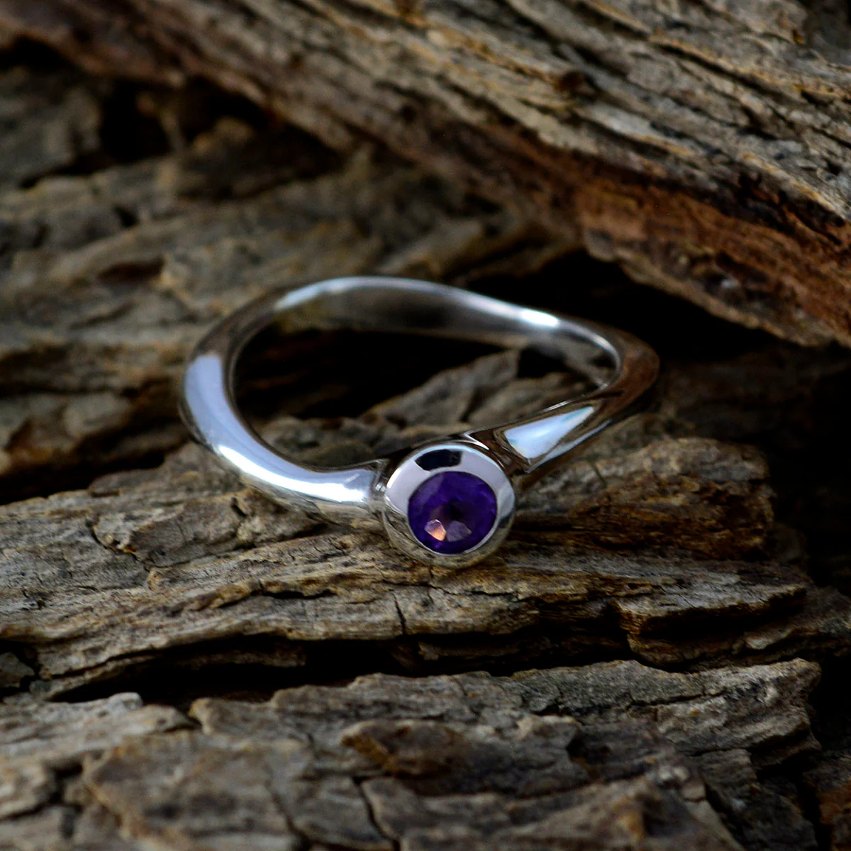 Amethyst Solitaire Japanese 925 Silver Purple Gems Whisper-thin Romantic Ring Jewelry - Image 3