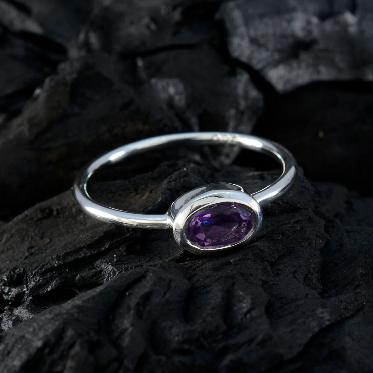 Amethyst Solitaire Japanese Silver Purple Gemstones Elegant Romantic Ring Jewelry - Image 4