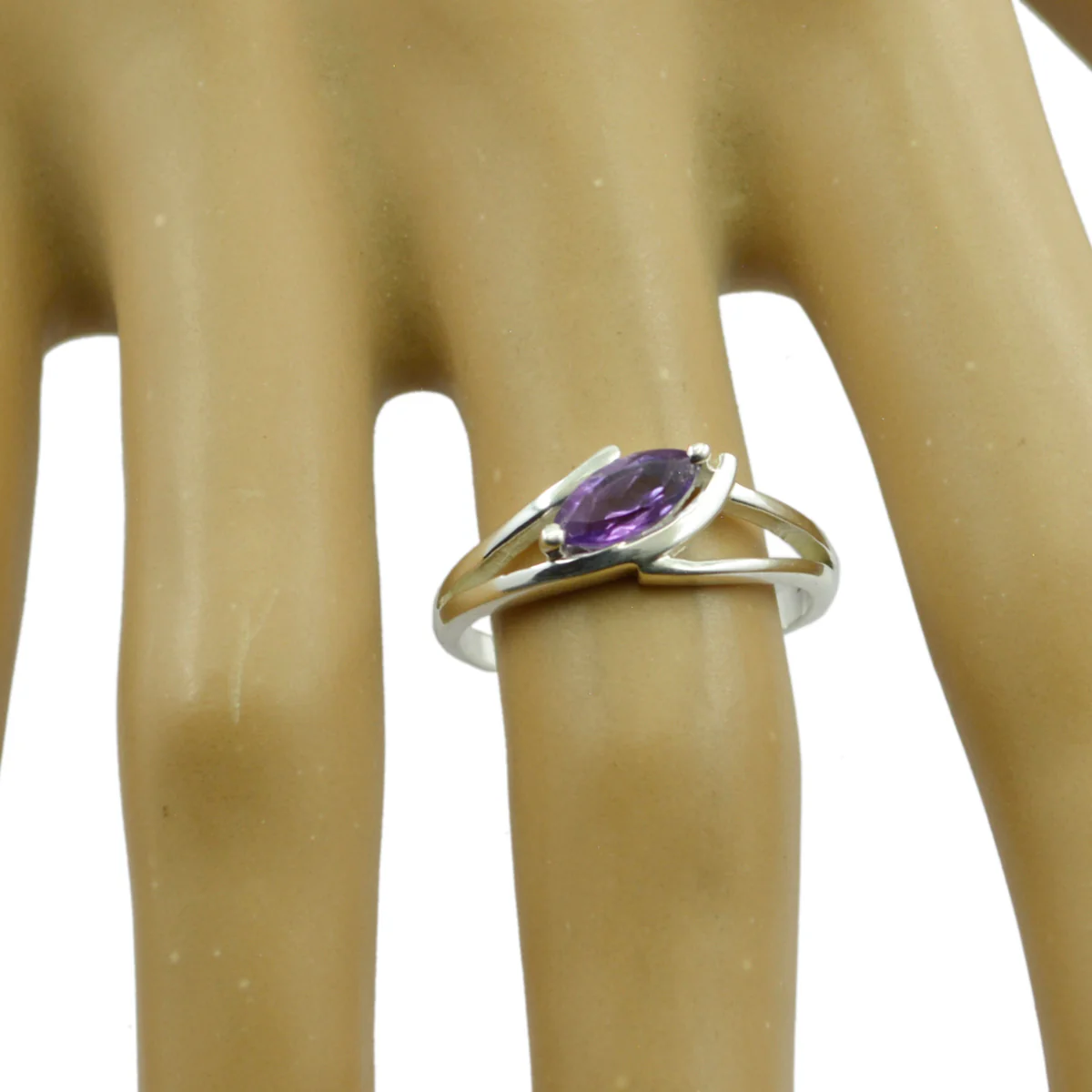 Amethyst Solitaire Japanese Sterling Silver Purple Gems Dainty Trendy Ring Jewelry - Image 2