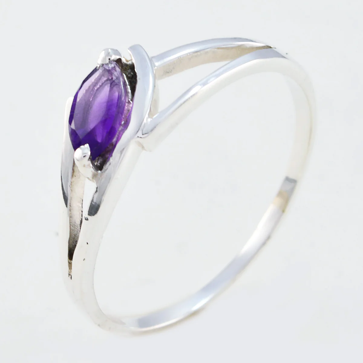 Amethyst Solitaire Japanese Sterling Silver Purple Gems Dainty Trendy Ring Jewelry - Image 3
