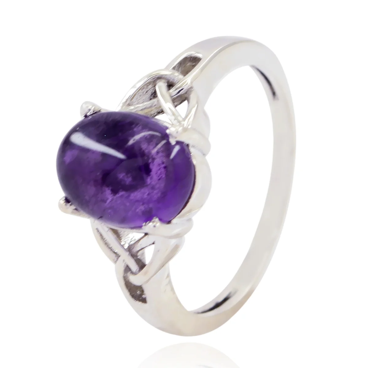 Amethyst Solitaire Japanese Sterling Silver Purple Gemstone Whisper-thin Contemporary Ring Jewelry - Image 3