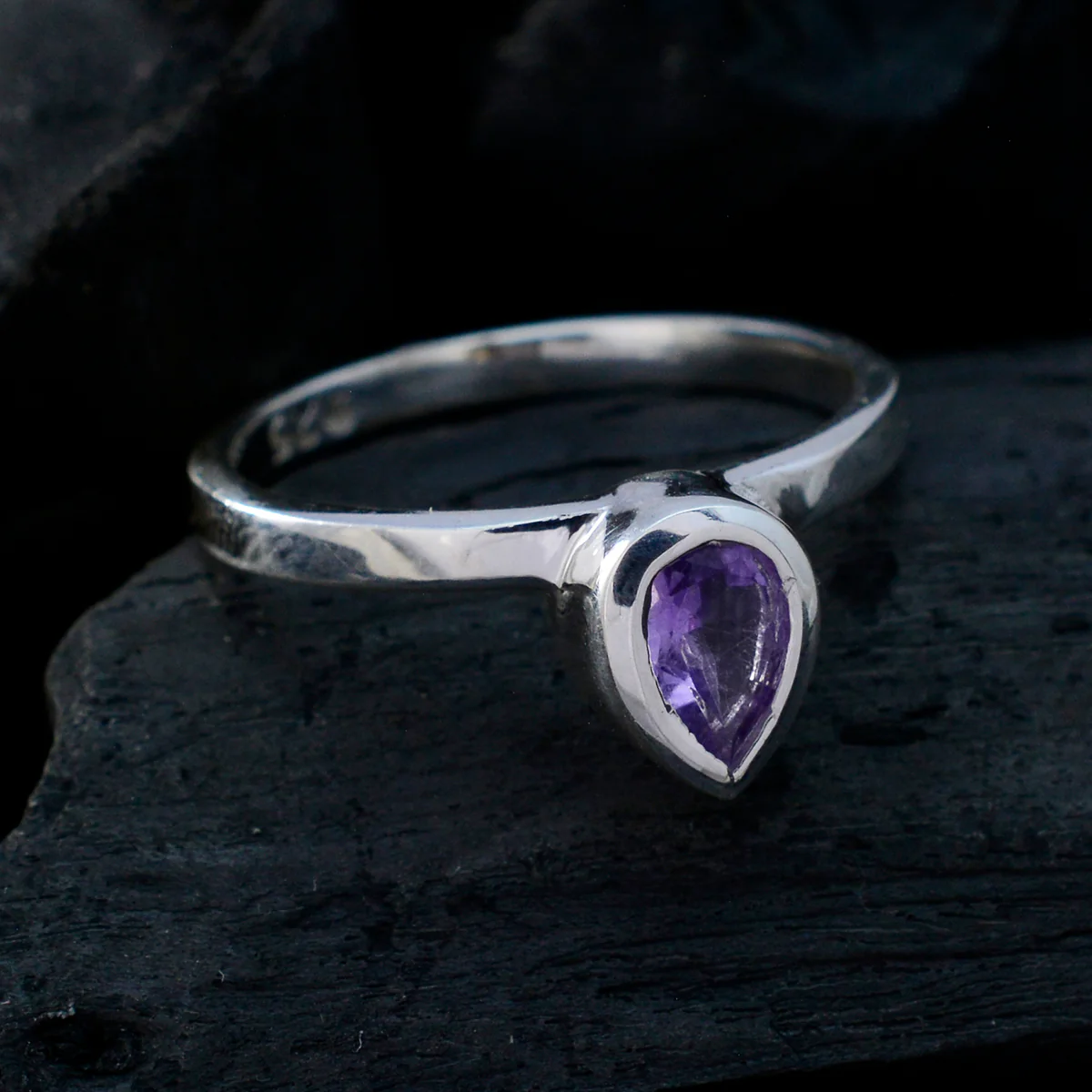 Amethyst Solitaire Korean 92.5 Silver Purple Gemstones Dainty propsel Ring Jewelry - Image 4