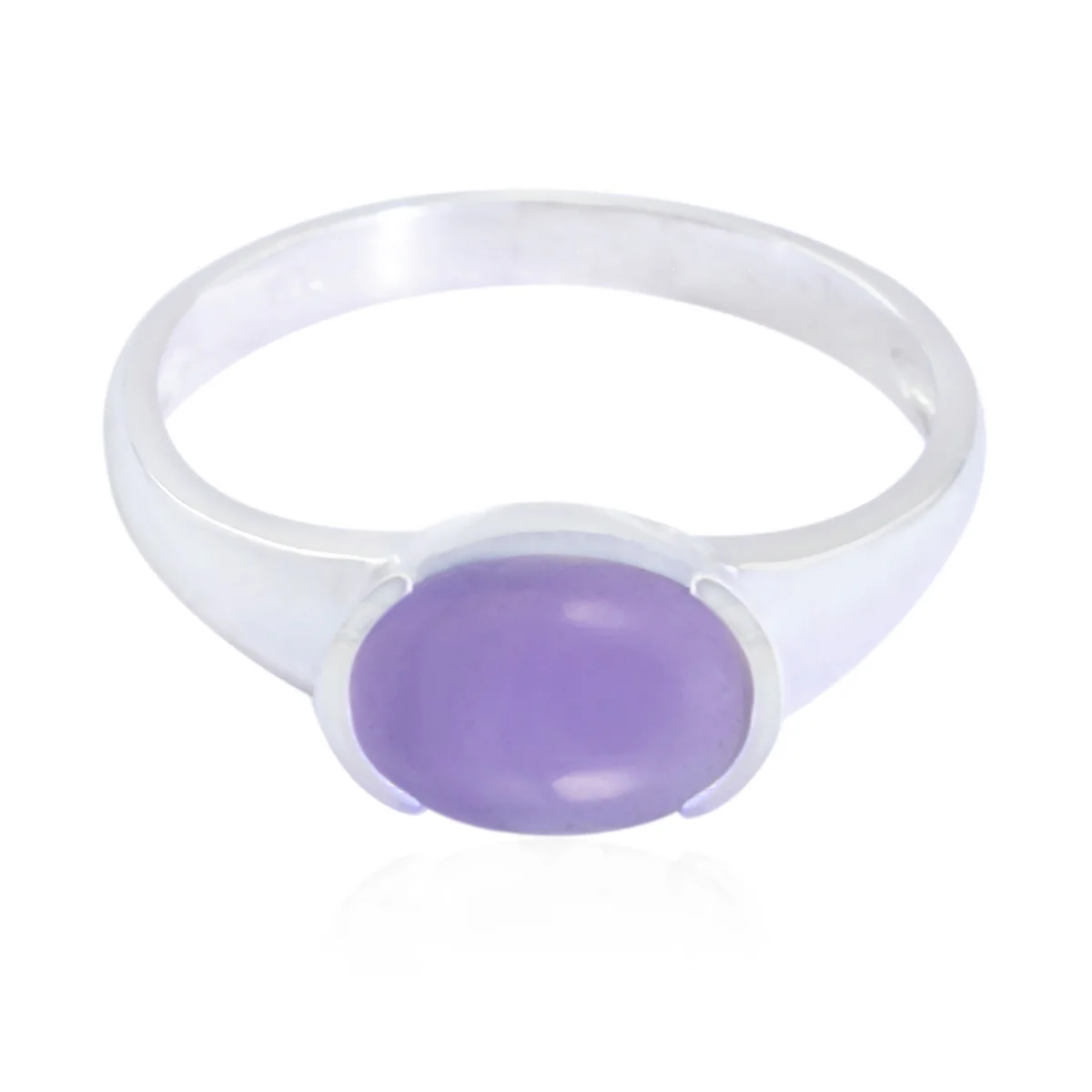 Amethyst Solitaire Korean 925 Silver Purple Gems Delicate Graceful Ring Jewelry