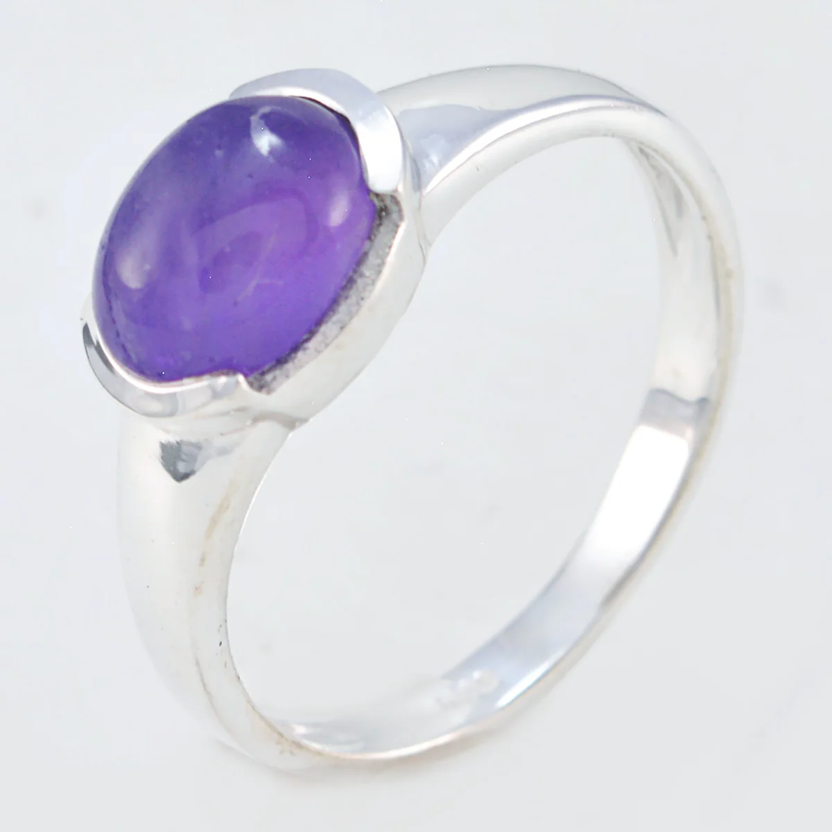 Amethyst Solitaire Korean 925 Silver Purple Gems Delicate Graceful Ring Jewelry - Image 2