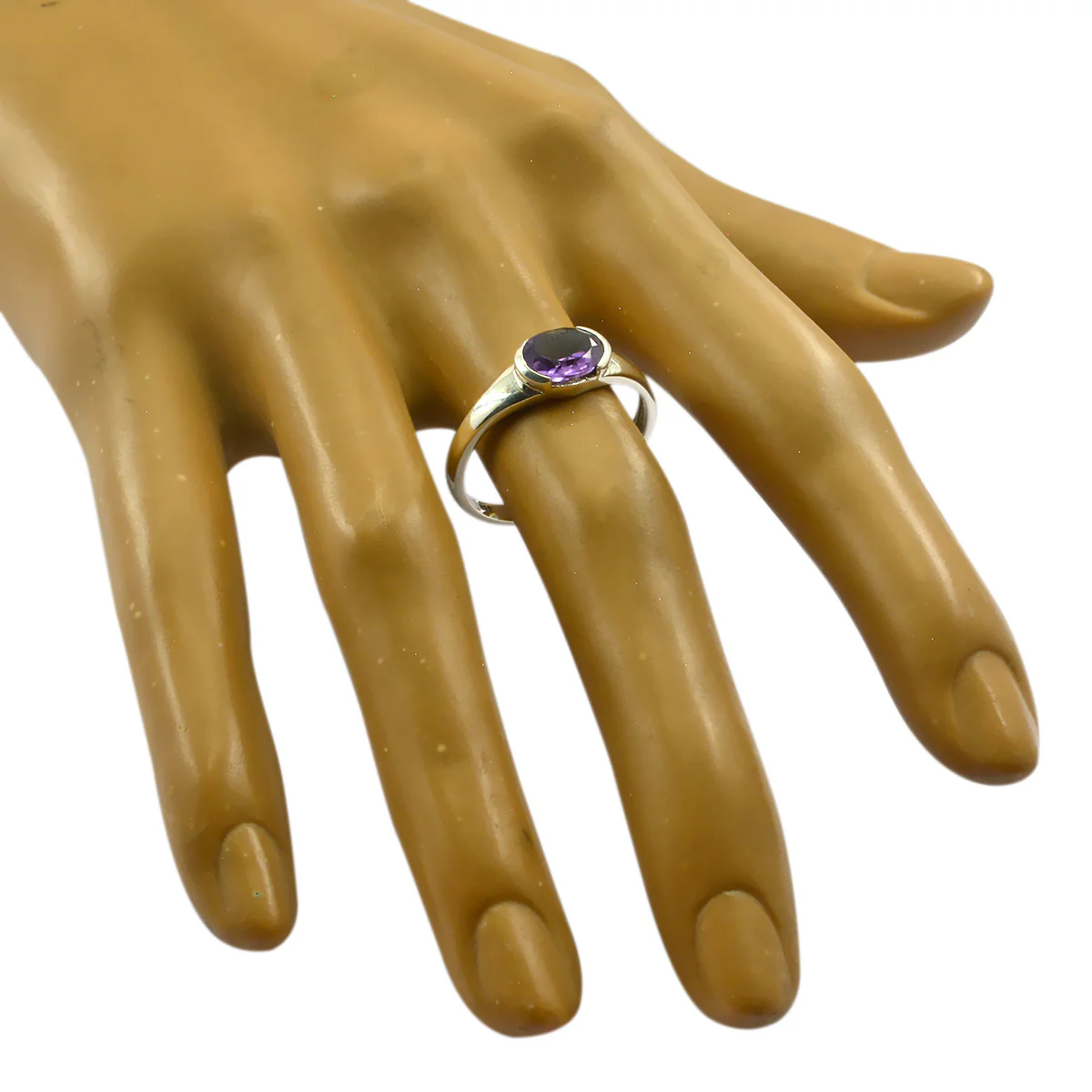 Amethyst Solitaire Korean 925 Silver Purple Gemstones Delicate Romantic Ring Jewelry - Image 2