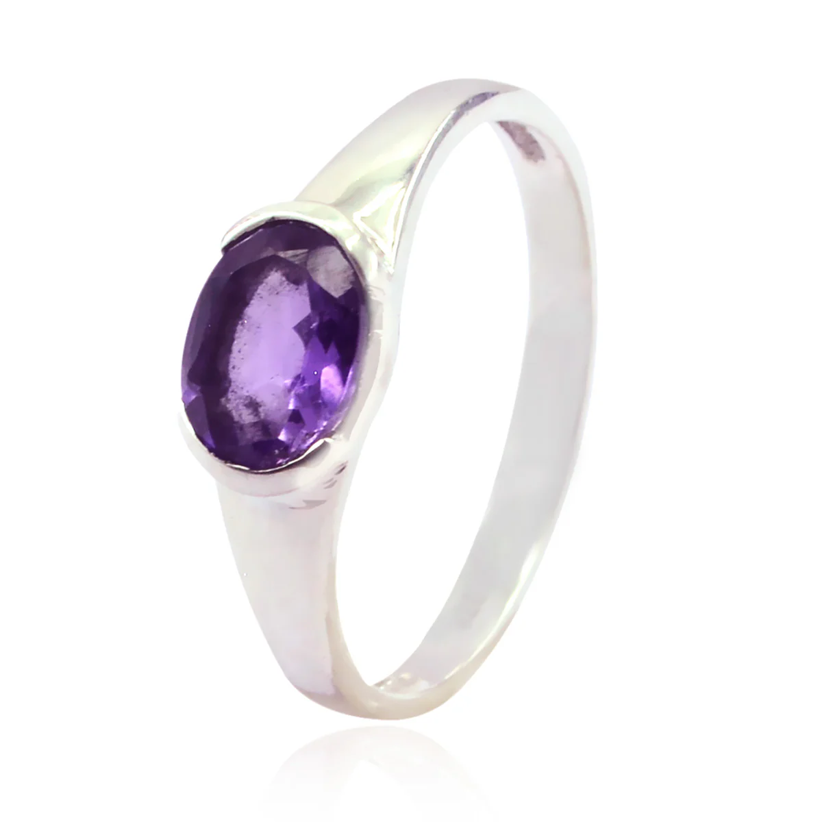 Amethyst Solitaire Korean 925 Silver Purple Gemstones Delicate Romantic Ring Jewelry - Image 3