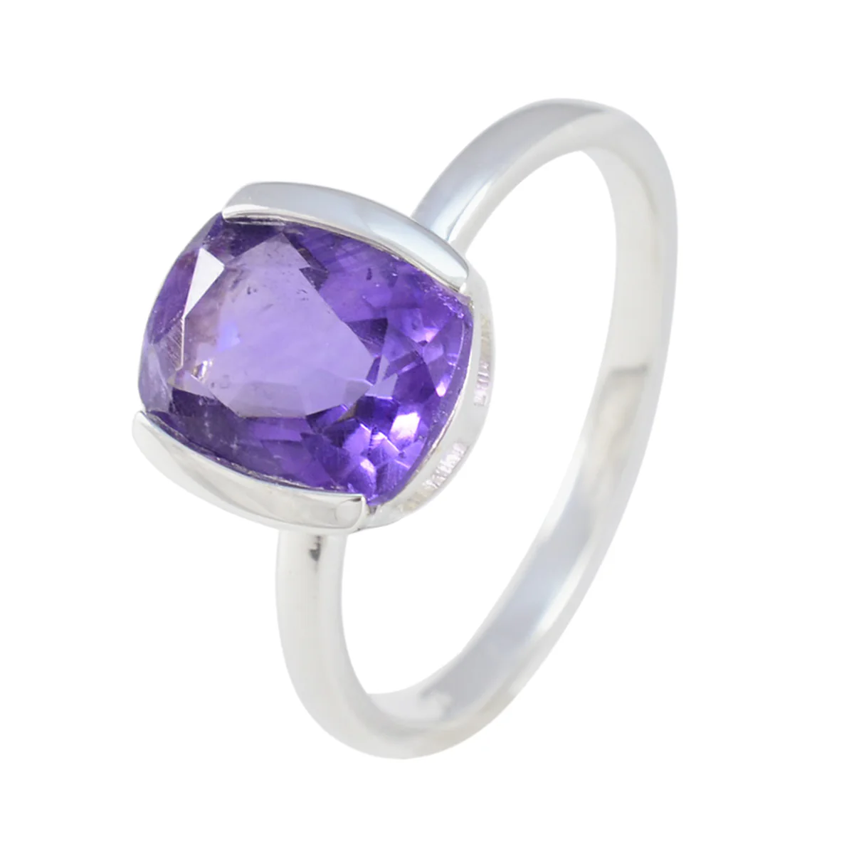 Amethyst Solitaire Korean 925 Silver Purple Gemstones Whisper-thin Boho Ring Jewellery - Image 2