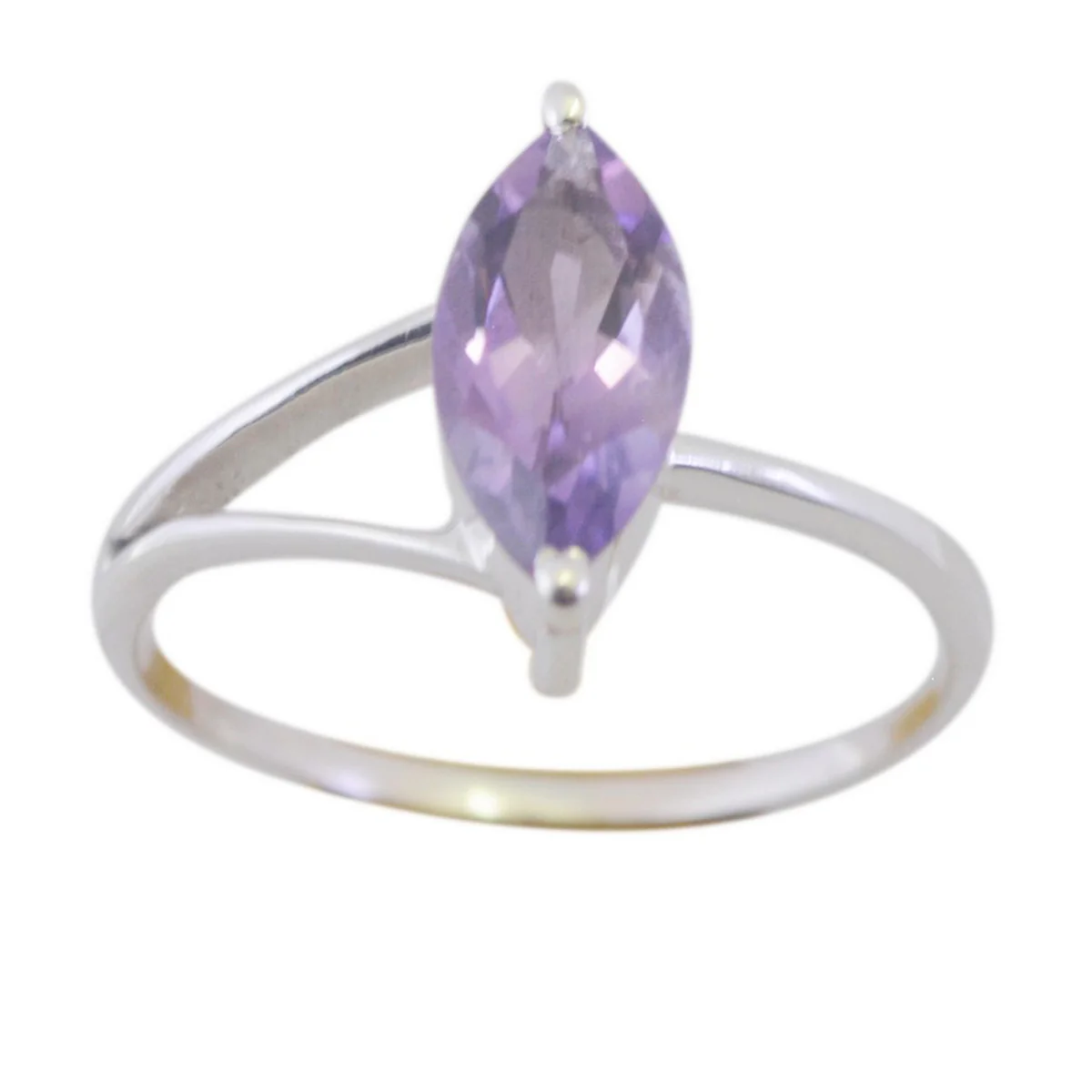 Amethyst Solitaire Korean Silver Purple Gemstone Elegant Modern Ring Jewelry - Image 2