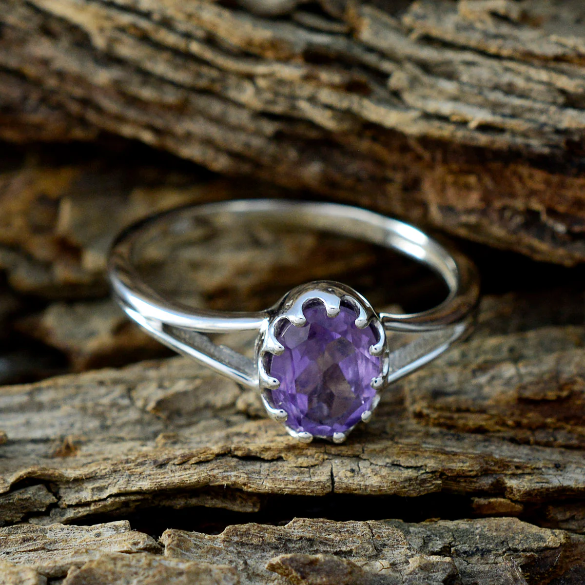 Amethyst Solitaire Korean Silvers 925 Purple Gemstones Dainty Modern Ring Jewelry - Image 3