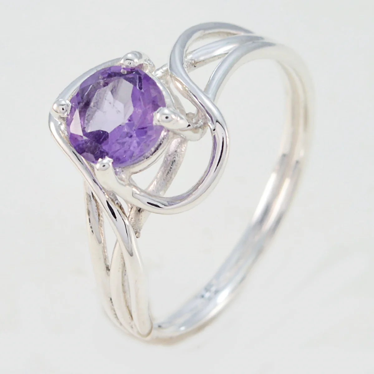 Amethyst Solitaire Korean Sterling Silver Purple Gemstone Delicate Trendy Ring Jewellery - Image 2