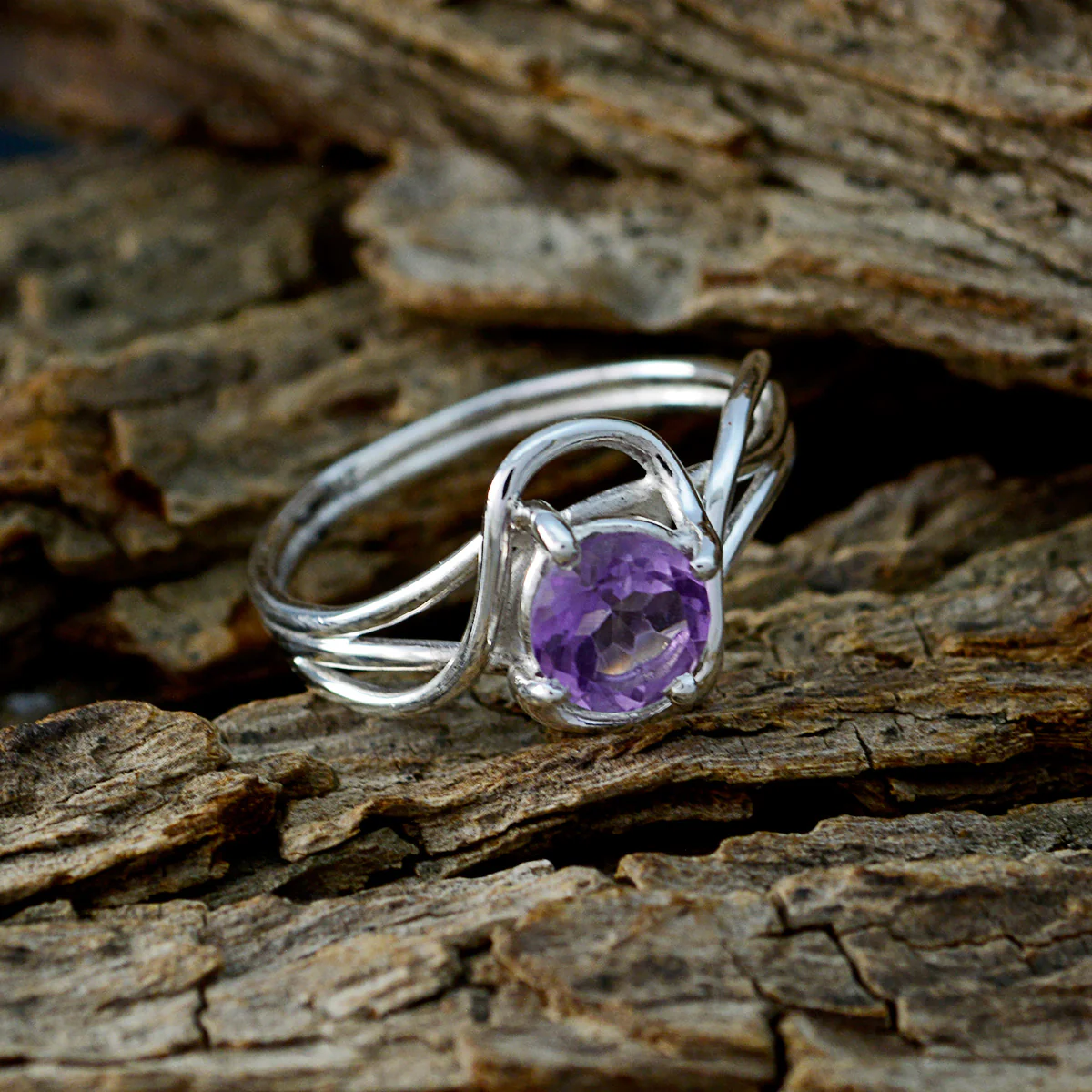 Amethyst Solitaire Korean Sterling Silver Purple Gemstone Delicate Trendy Ring Jewellery - Image 3