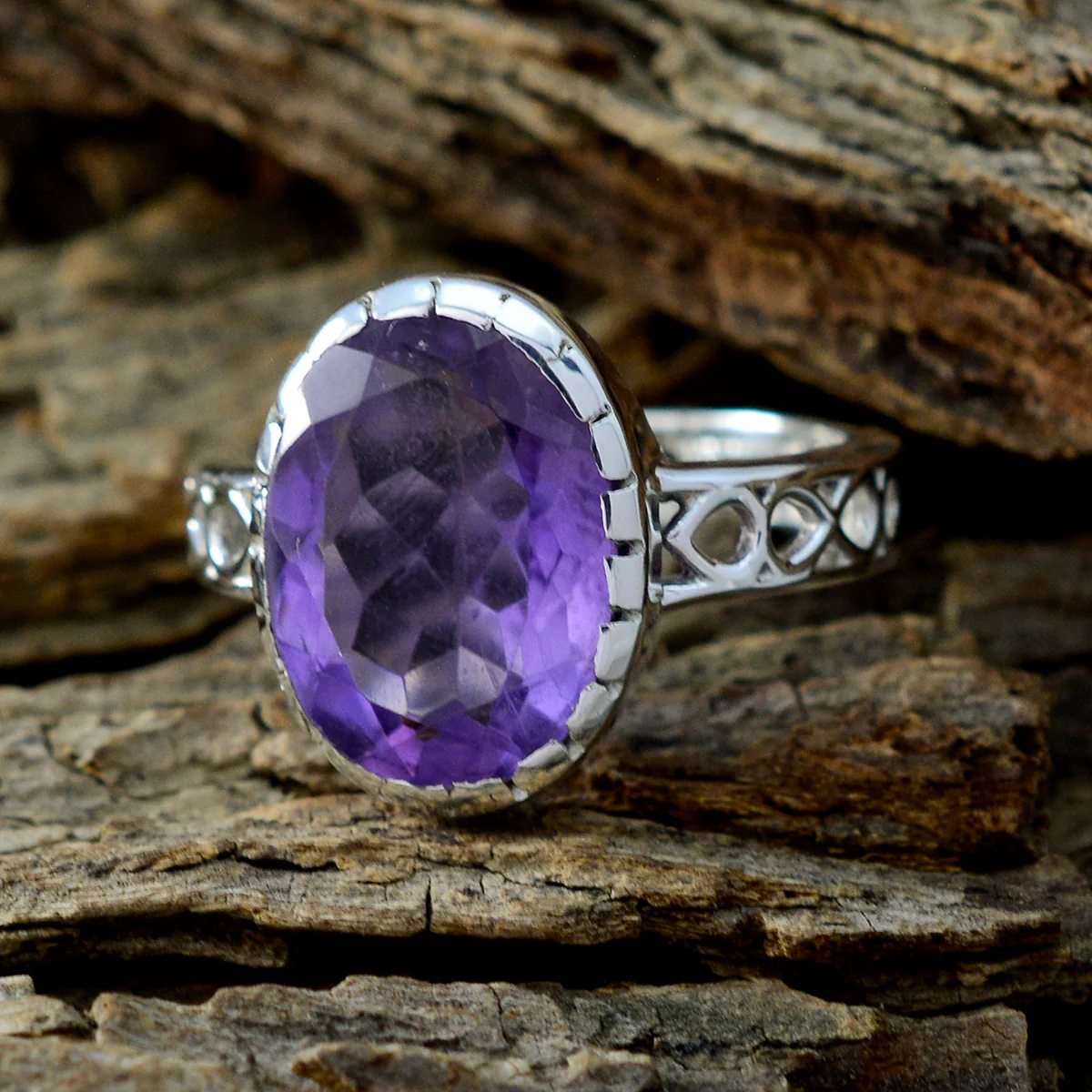 Amethyst Solitaire Mexican Sterling Silver Purple Gemstones Slim Filigree Ring Jewelry - Image 3