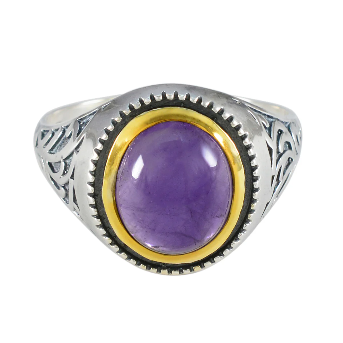Amethyst Solitaire Middle Eastern Silver Purple Gems Eye-catching Filigree Ring Jewelry