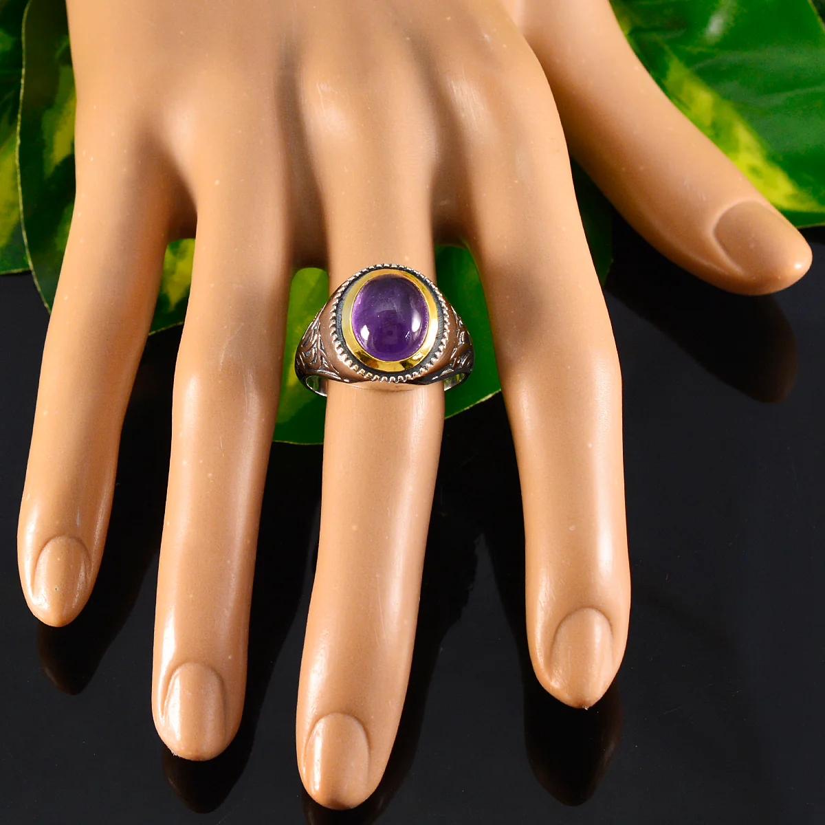 Amethyst Solitaire Middle Eastern Silver Purple Gems Eye-catching Filigree Ring Jewelry - Image 5