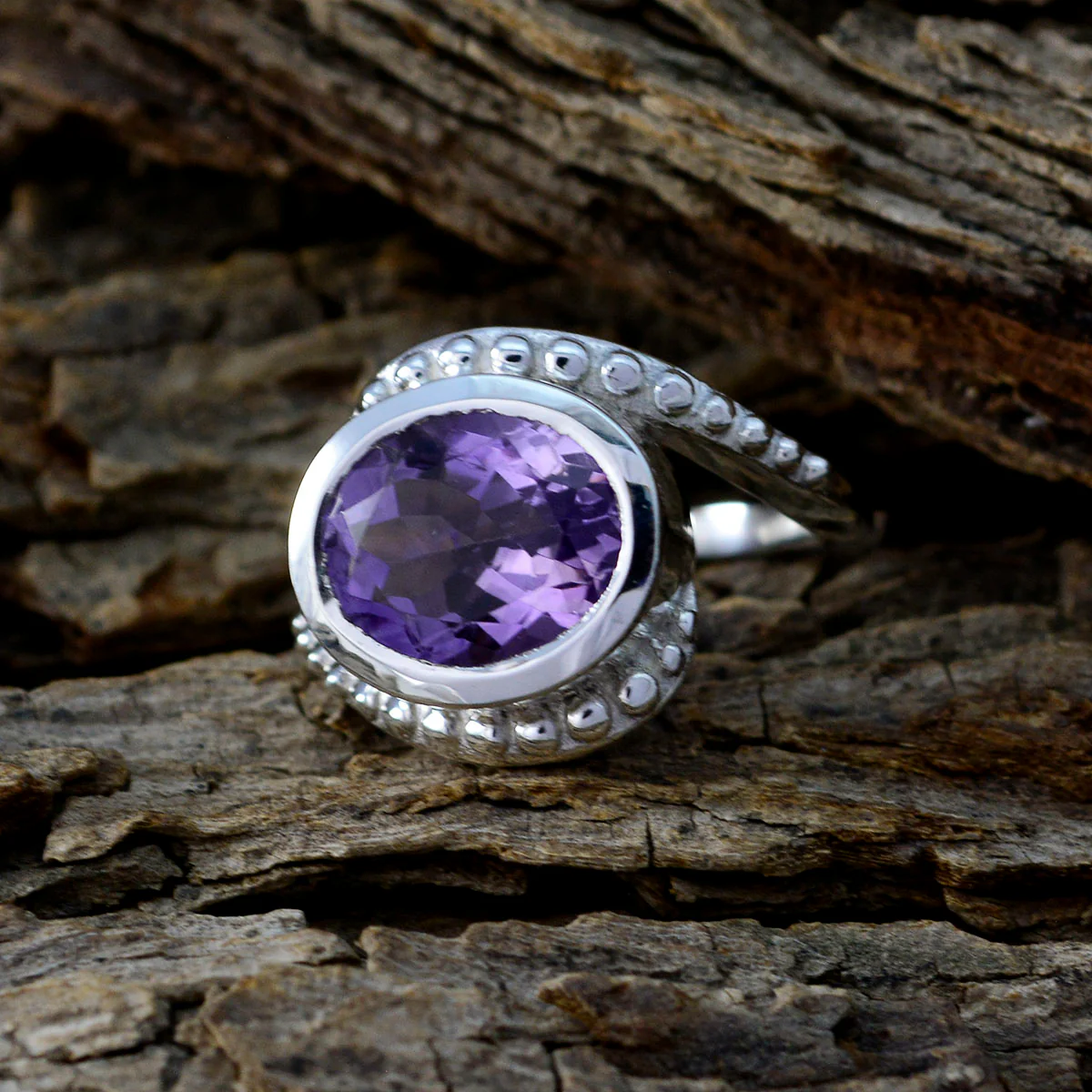 Amethyst Solitaire Moroccan 92.5 Silver Purple Gemstone Classic Feminine Ring Jewellery - Image 3