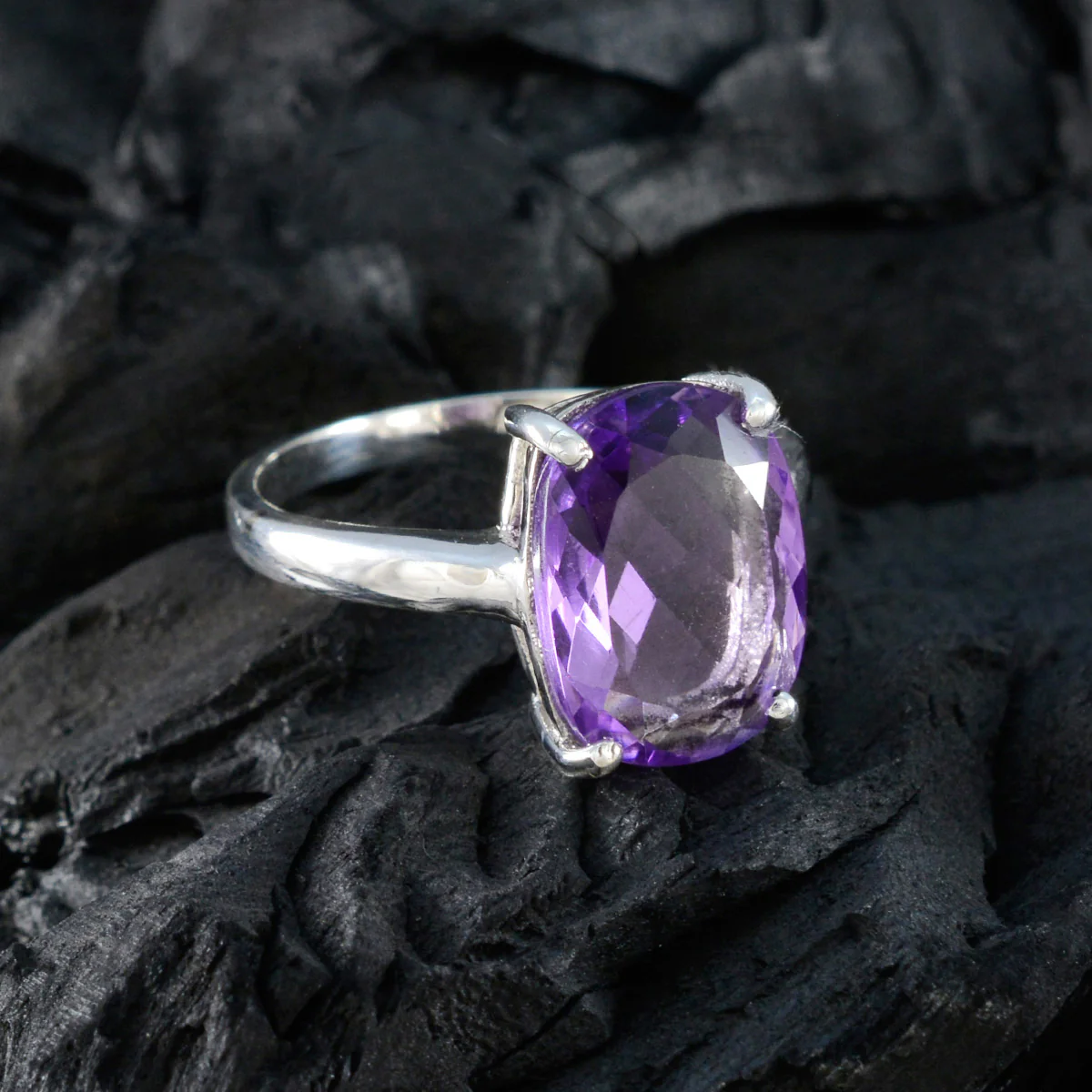 Amethyst Solitaire Moroccan 92.5 Silver Purple Gemstones Minimal Love Ring Jewellery - Image 4
