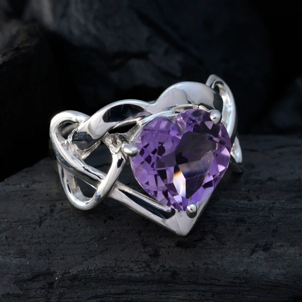 Amethyst Solitaire Moroccan 925 Silver Purple Gemstone Tiny wedding Ring Jewelry - Image 4