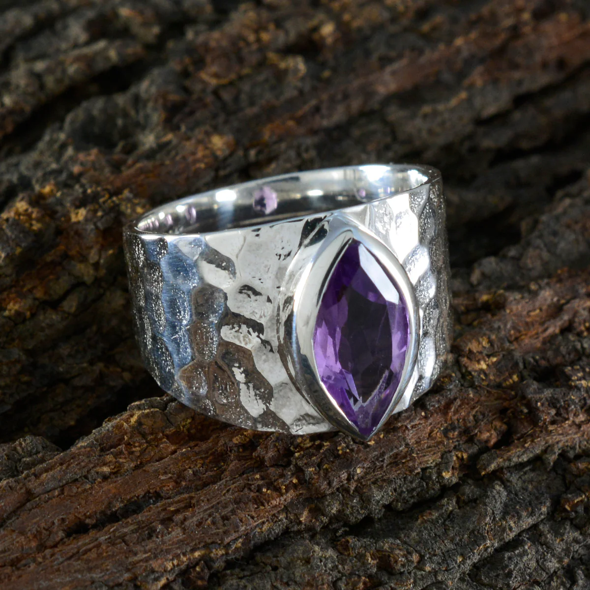 Amethyst Solitaire Moroccan 925 Sterling Silver Purple Gemstones Statement Signet Ring Jewelry - Image 3