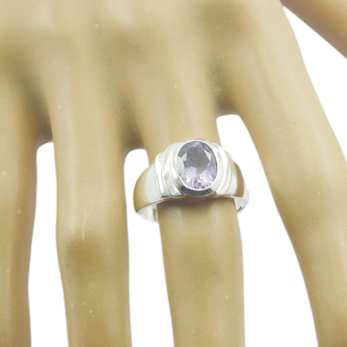 Amethyst Solitaire Moroccan Silver Purple Gemstones Eye-catching Love Ring Jewellery - Image 2