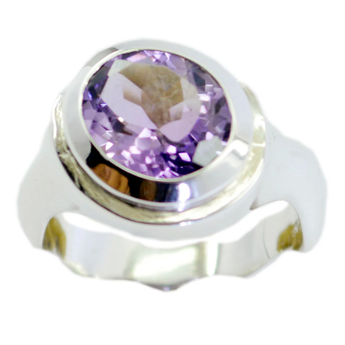 Amethyst Solitaire Russian 925 Sterling Silver Purple Gemstones Mid-weight Graceful Ring Jewelry - Image 2