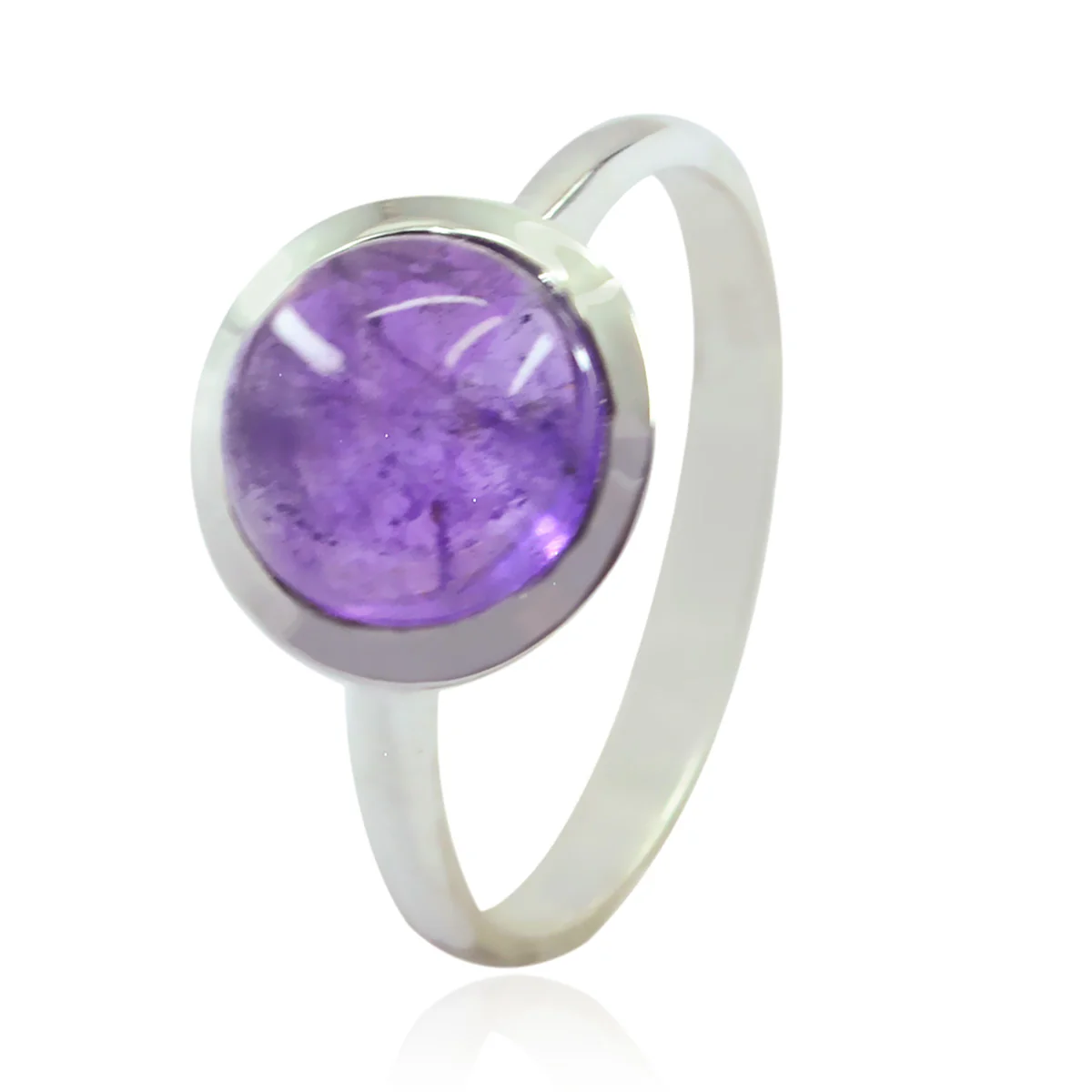 Amethyst Solitaire Russian 925 Sterling Silver Purple Gemstones Slim Graceful Ring Jewellery - Image 3