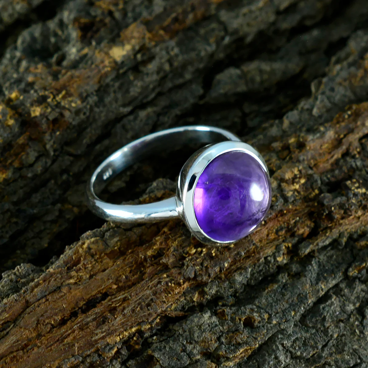 Amethyst Solitaire Russian 925 Sterling Silver Purple Gemstones Slim Graceful Ring Jewellery - Image 4