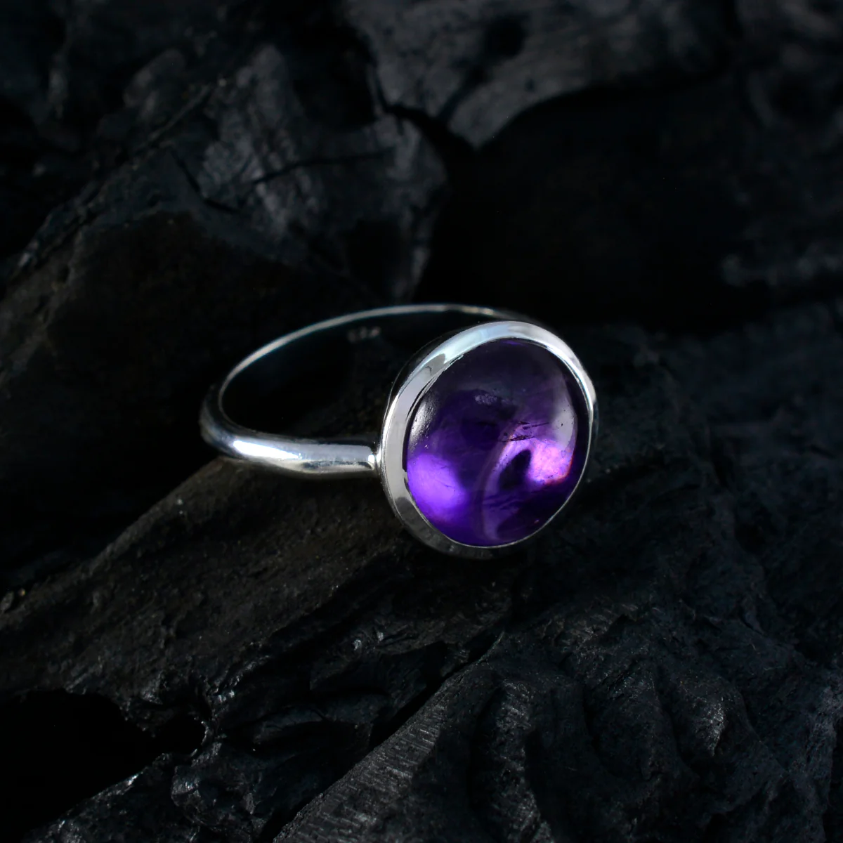 Amethyst Solitaire Russian 925 Sterling Silver Purple Gemstones Slim Graceful Ring Jewellery - Image 5