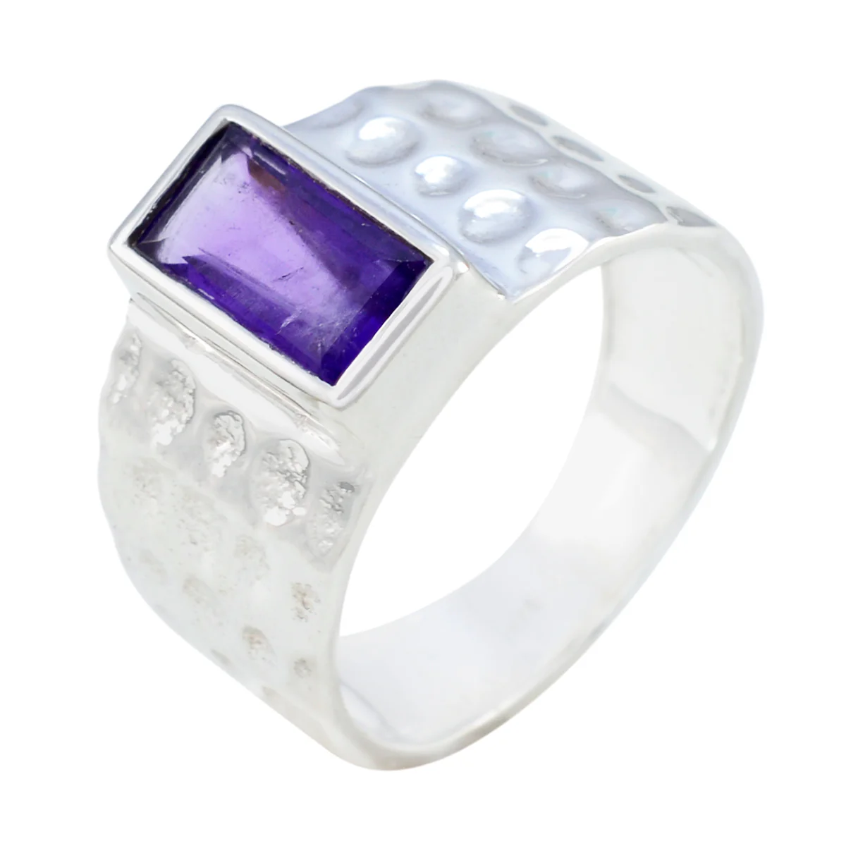 Amethyst Solitaire Russian Sterling Silver Purple Gems Mid-weight Signet Ring Jewellery - Image 2
