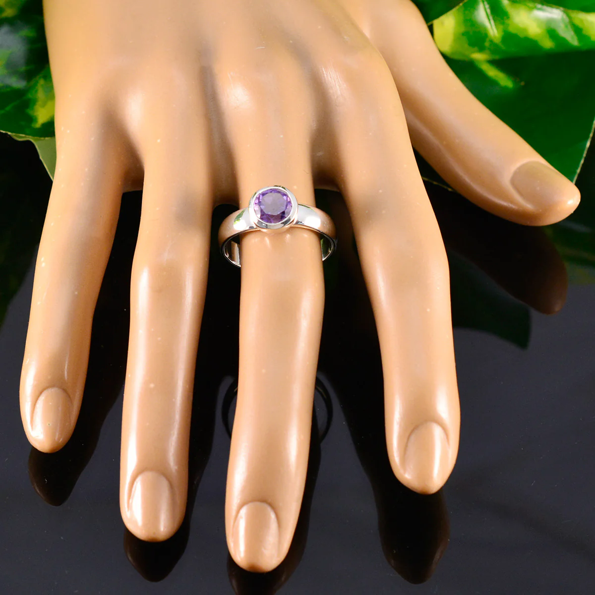 Amethyst Solitaire Russian Sterling Silver Purple Gemstones Tiny Trendy Ring Jewelry - Image 5