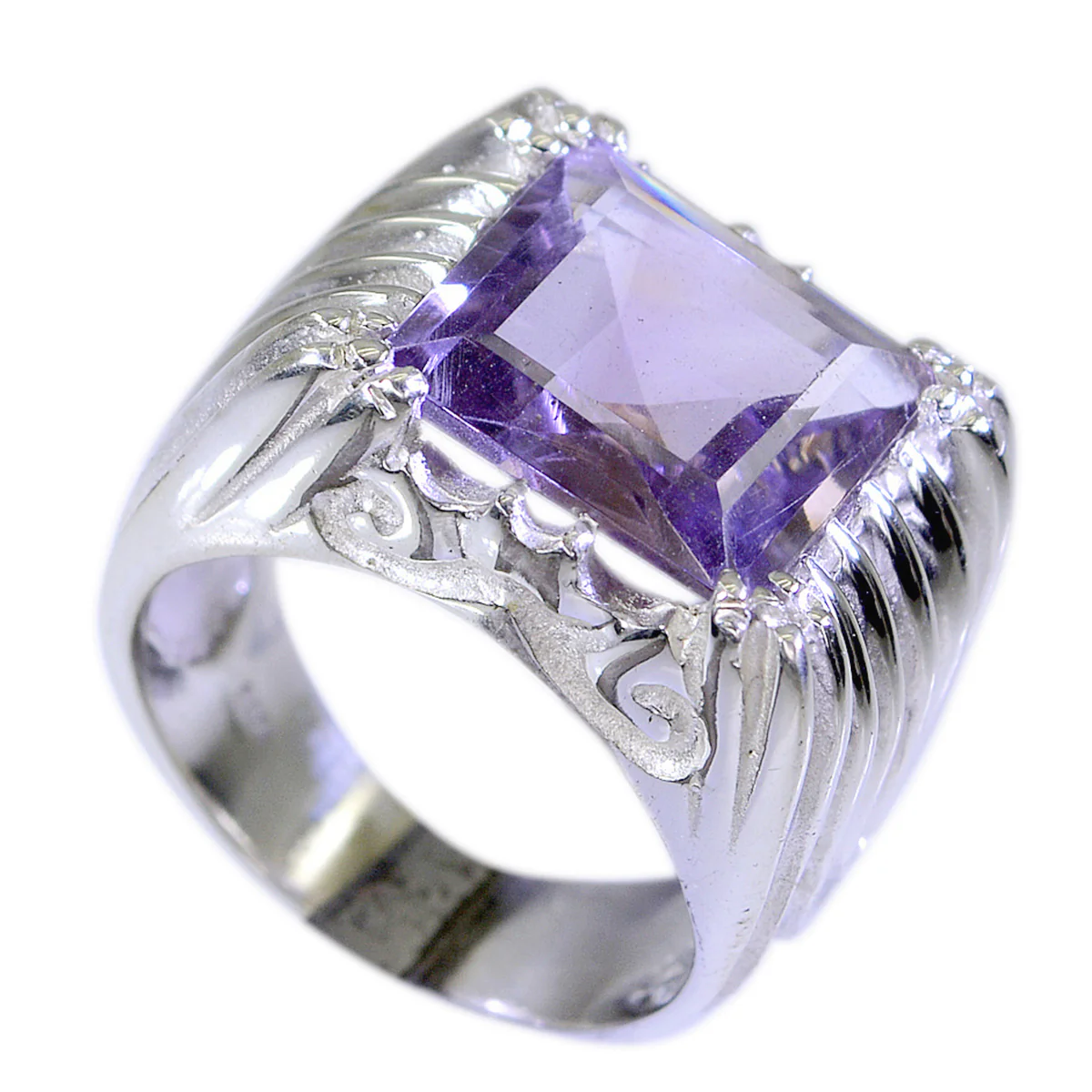 Amethyst Solitaire Spanish 92.5 Silver Purple Gemstones Chunky Artisan Ring Jewelry