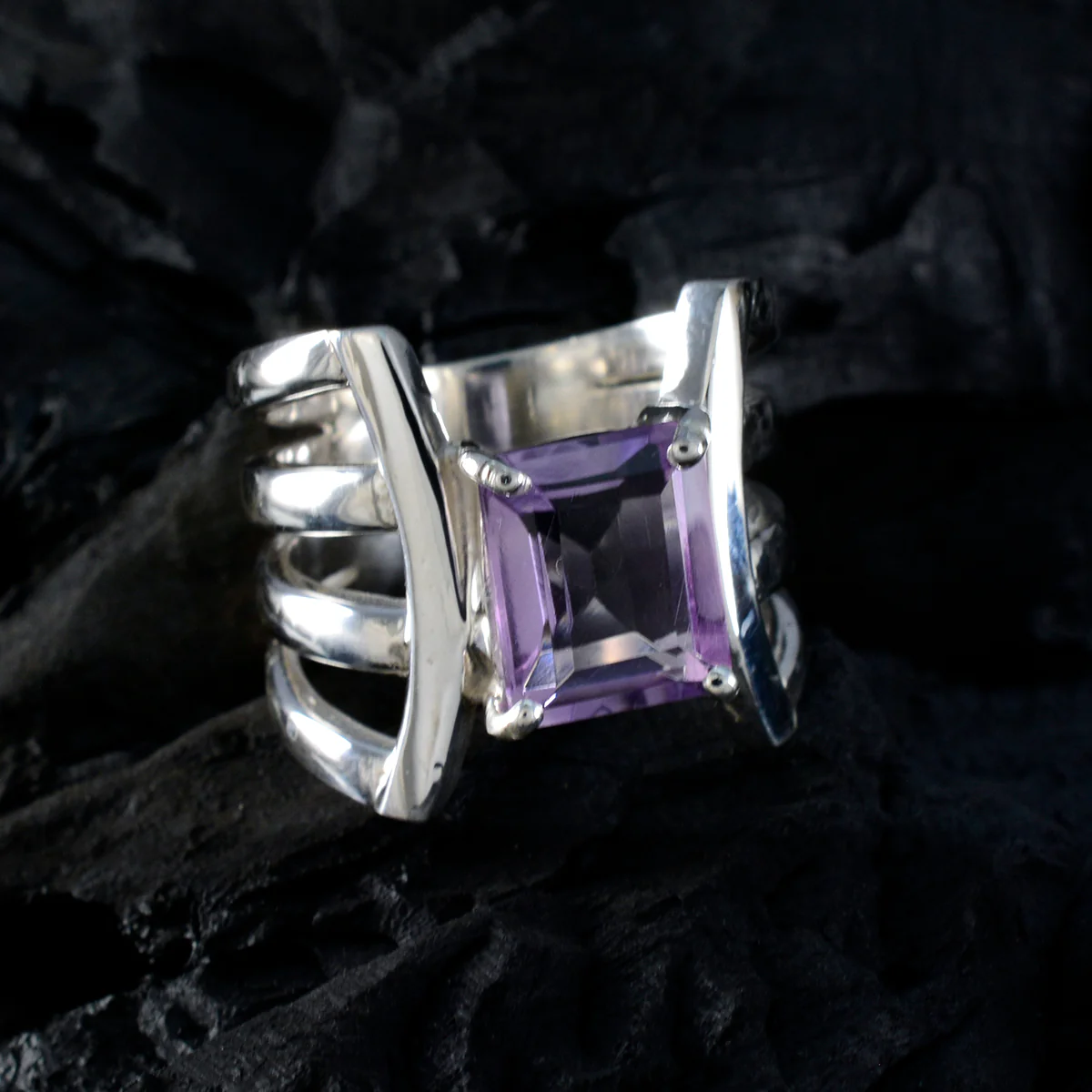 Amethyst Solitaire Spanish 925 Silver Purple Gemstone Statement Heritage Ring Jewellery - Image 5