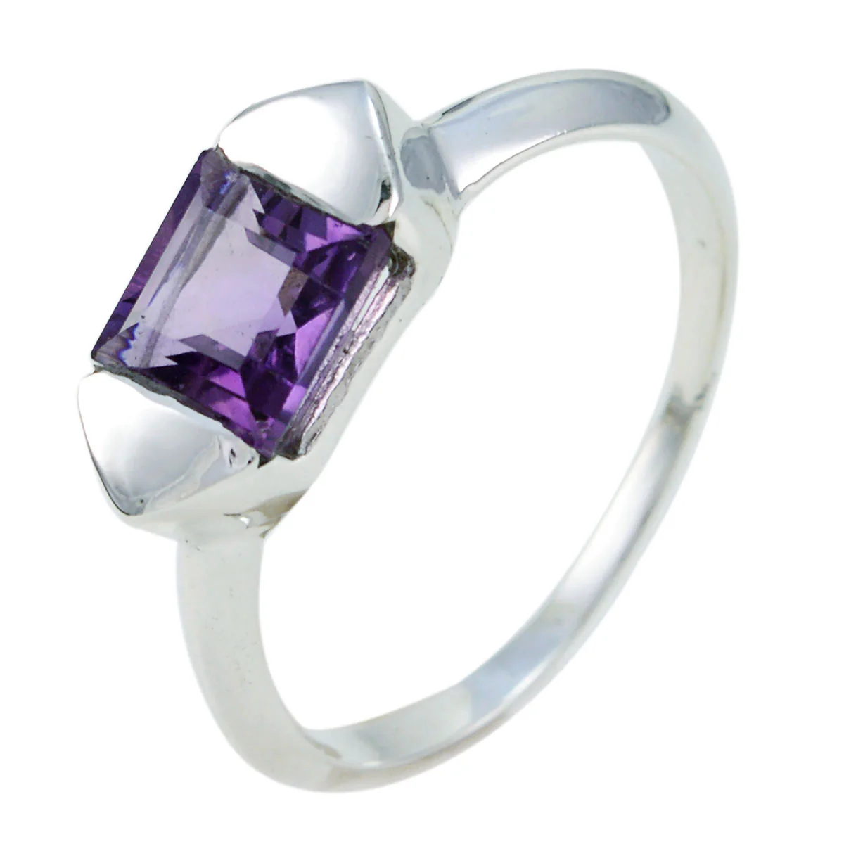 Amethyst Solitaire Turkish 92.5 Silver Purple Gems Whisper-thin Graceful Ring Jewelry - Image 2