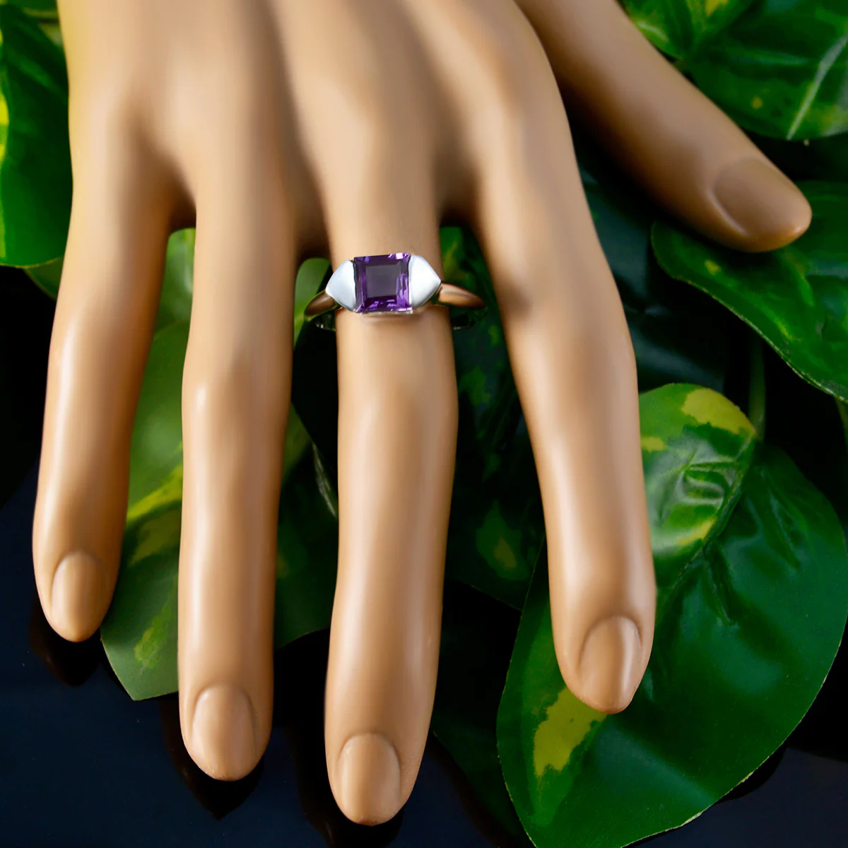 Amethyst Solitaire Turkish 92.5 Silver Purple Gems Whisper-thin Graceful Ring Jewelry - Image 5