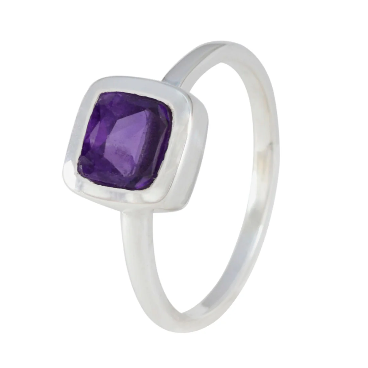 Amethyst Solitaire Turkish 92.5 Silver Purple Gemstone Dainty Feminine Ring Jewelry - Image 2