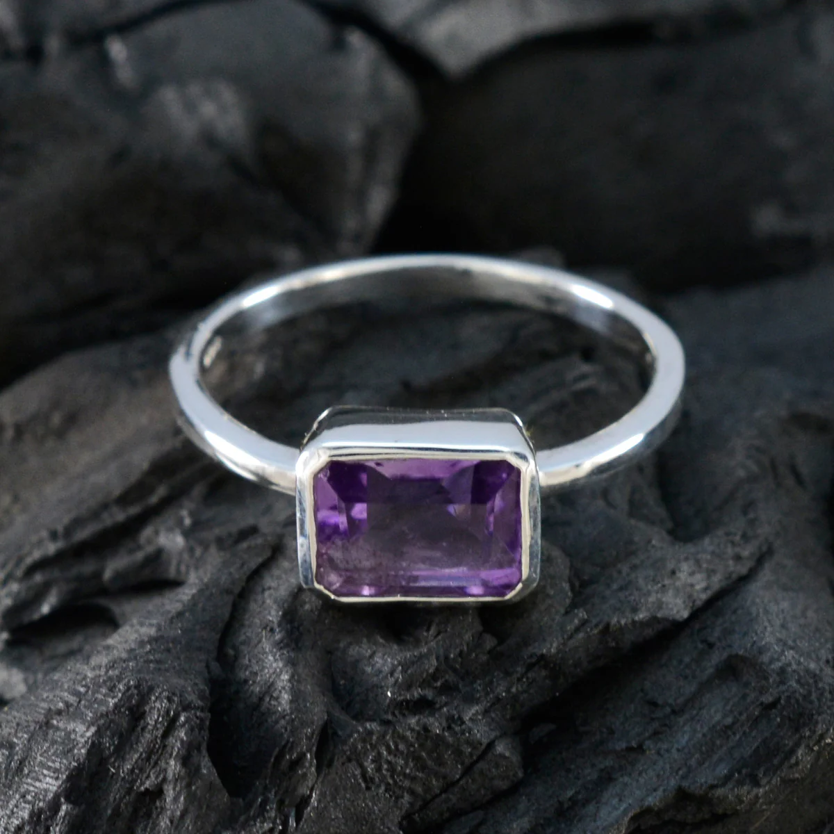 Amethyst Solitaire Turkish 925 Silver Purple Gems Dainty Fairytale Ring Jewelry - Image 4