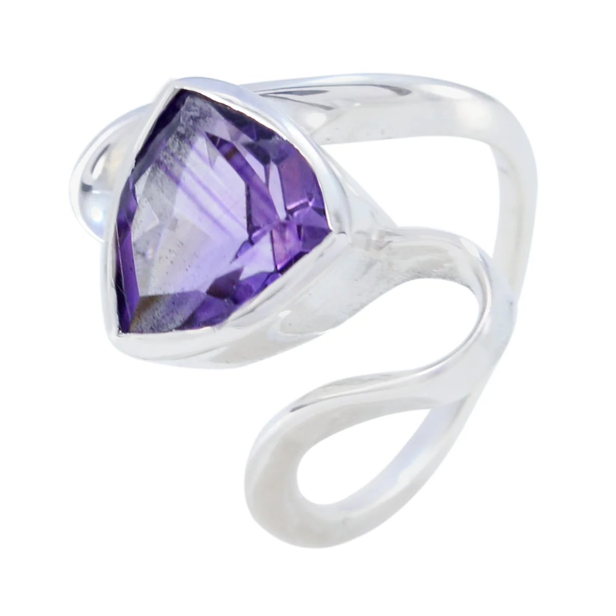 Amethyst Solitaire Turkish 925 Silver Purple Gems Slim Geometric Ring Jewelry - Image 2