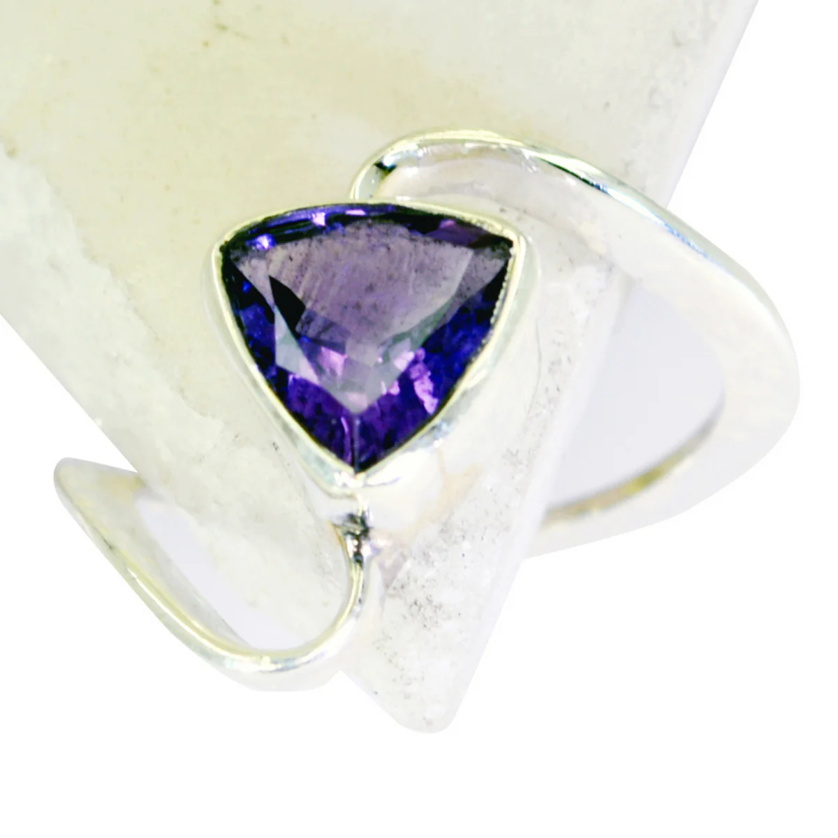 Amethyst Solitaire Turkish 925 Silver Purple Gems Slim Geometric Ring Jewelry - Image 3