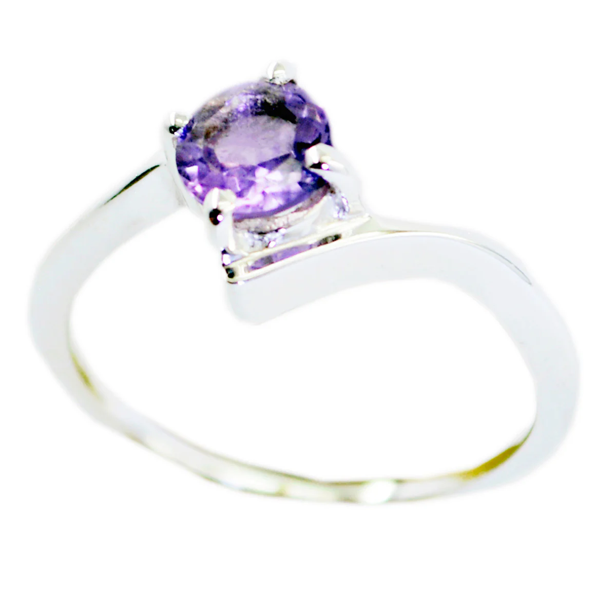 Amethyst Solitaire Turkish 925 Silver Purple Gemstone Delicate Feminine Ring Jewelry - Image 3
