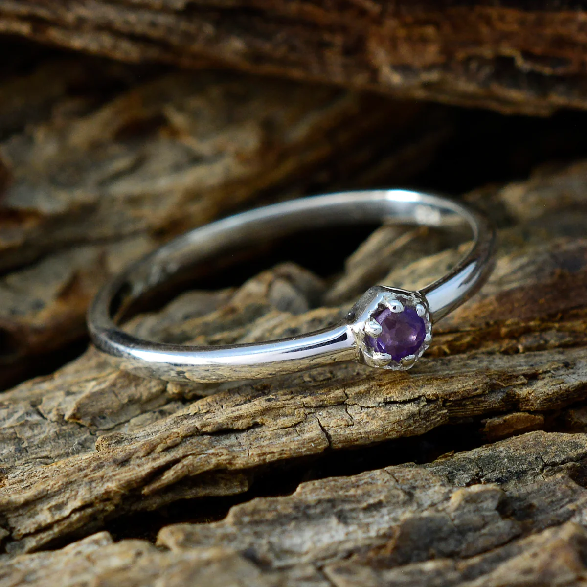 Amethyst Solitaire Turkish 925 Silver Purple Gemstone Elegant Glamorous Ring Jewelry - Image 3