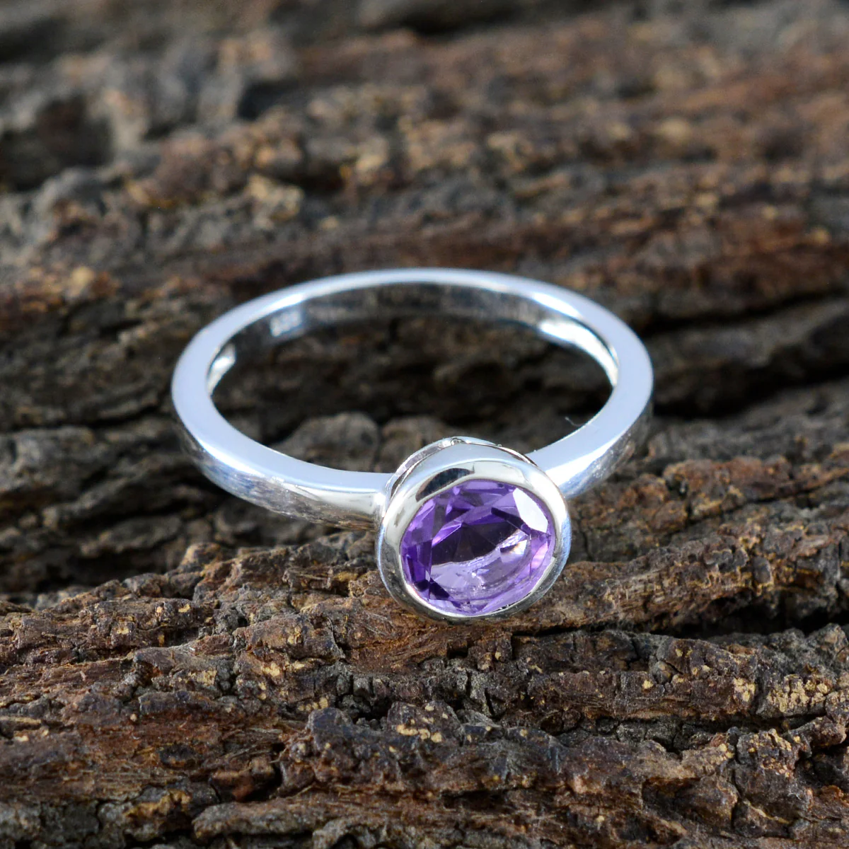 Amethyst Solitaire Turkish 925 Sterling Silver Purple Gemstone Dainty Contemporary Ring Jewellery - Image 3