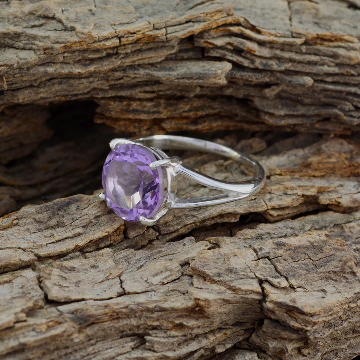 Amethyst Solitaire Turkish 925 Sterling Silver Purple Gemstones Whisper-thin Graceful Ring Jewellery - Image 3