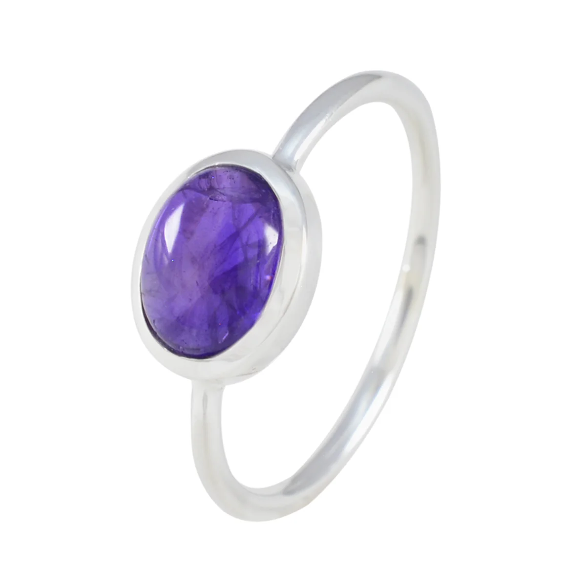 Amethyst Solitaire Turkish Silver Purple Gemstone Elegant  Graceful Ring Jewelry - Image 2