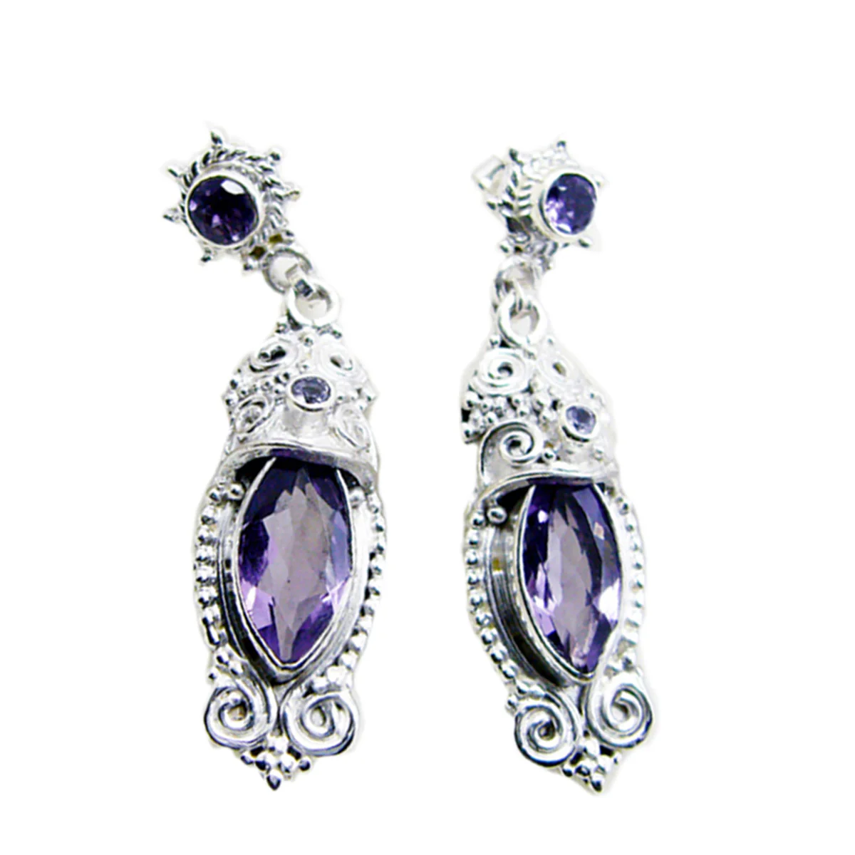 Amethyst Spanish Abigail multiple Stud Purple 92.5 Silver Earring